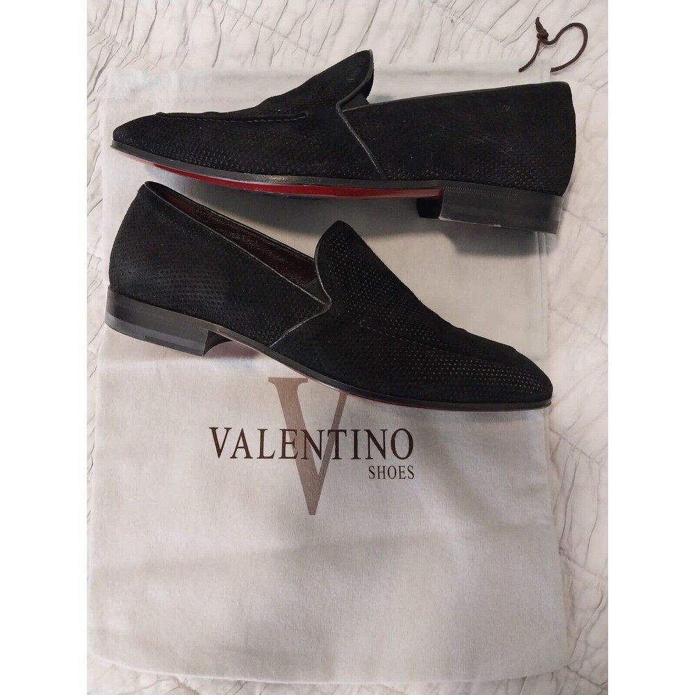 Men’s Black Suede Valentino Loafers Dress Shoes EU Size 39
